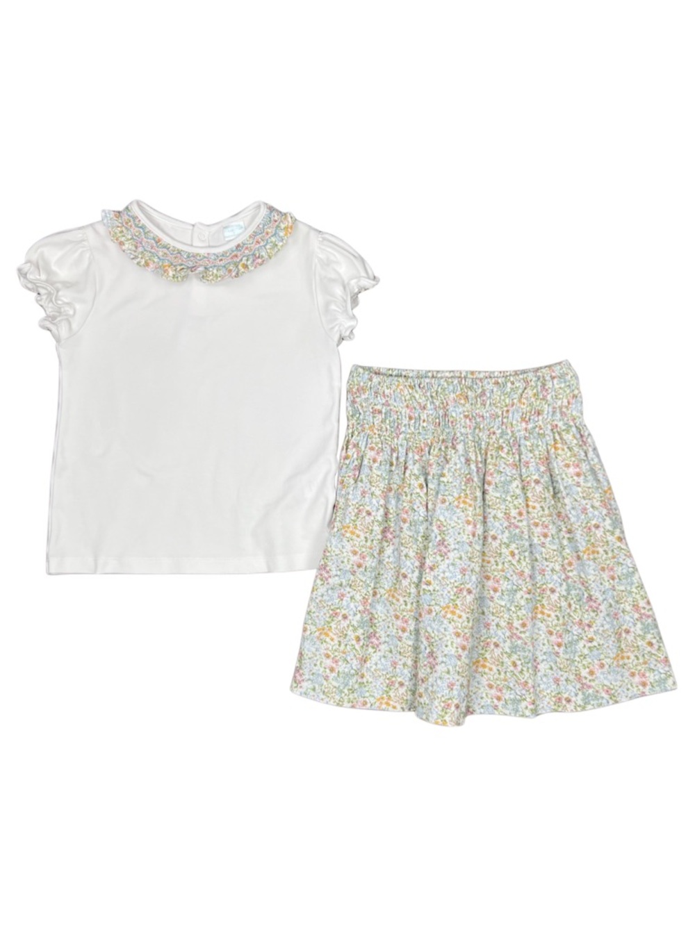 Edgehill Collection Girls 2 Piece Floral Smocked Skirt Set Size 6